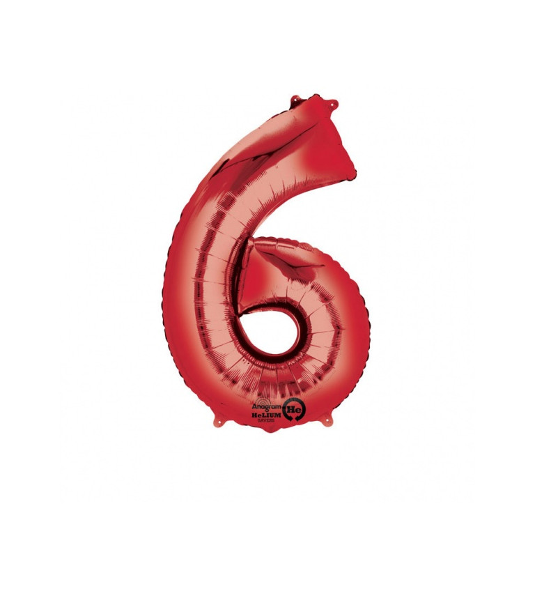 Červený balónek 6 - fóliové číslo