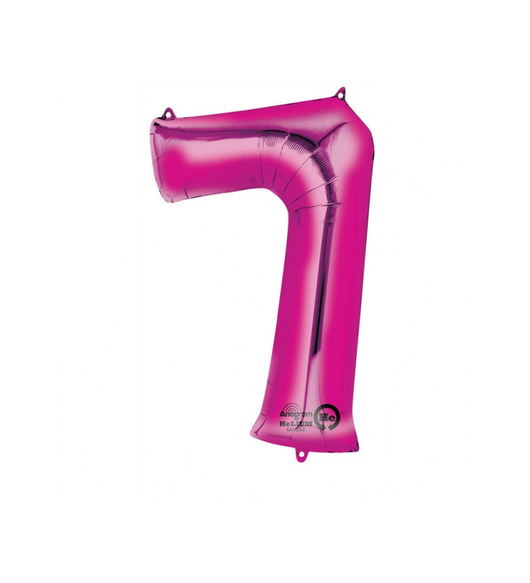Růžový balónek 7 - fóliové číslo