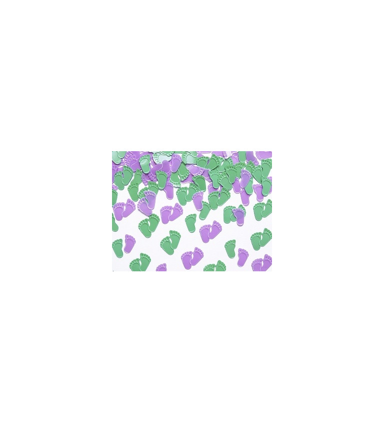 Dětské konfety - růžová a zelená chodidla