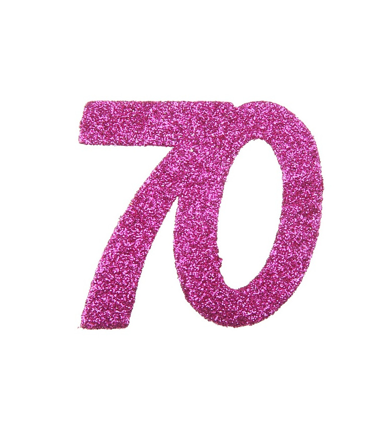 Růžové číslo 70 - konfety
