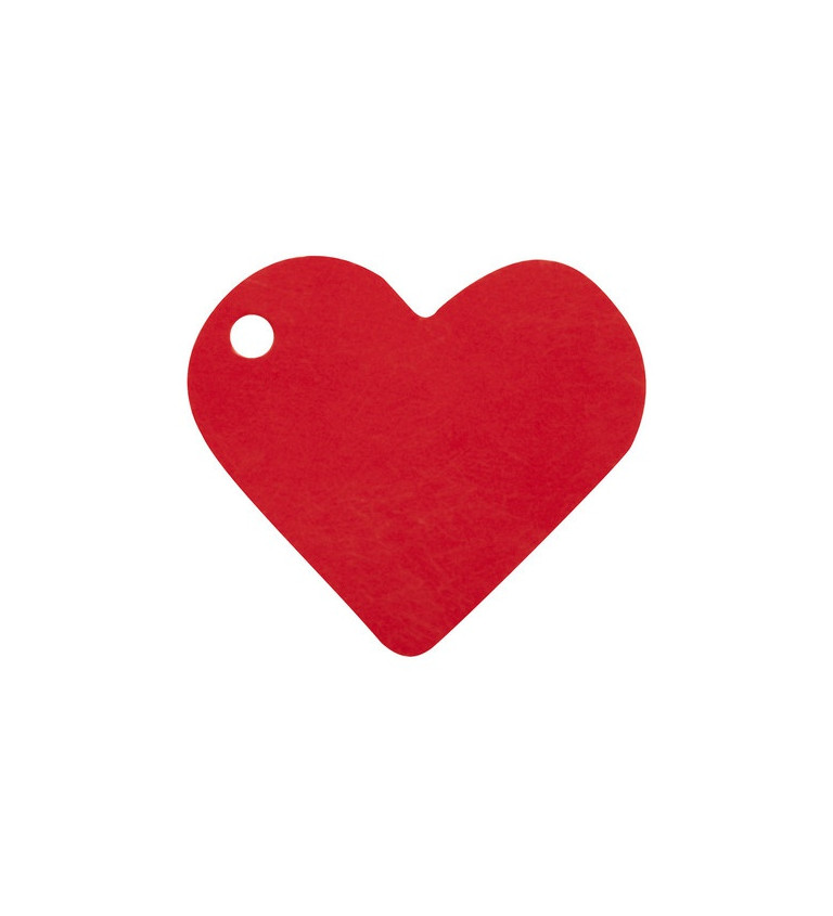 Červená jmenovka ve tvaru srdce