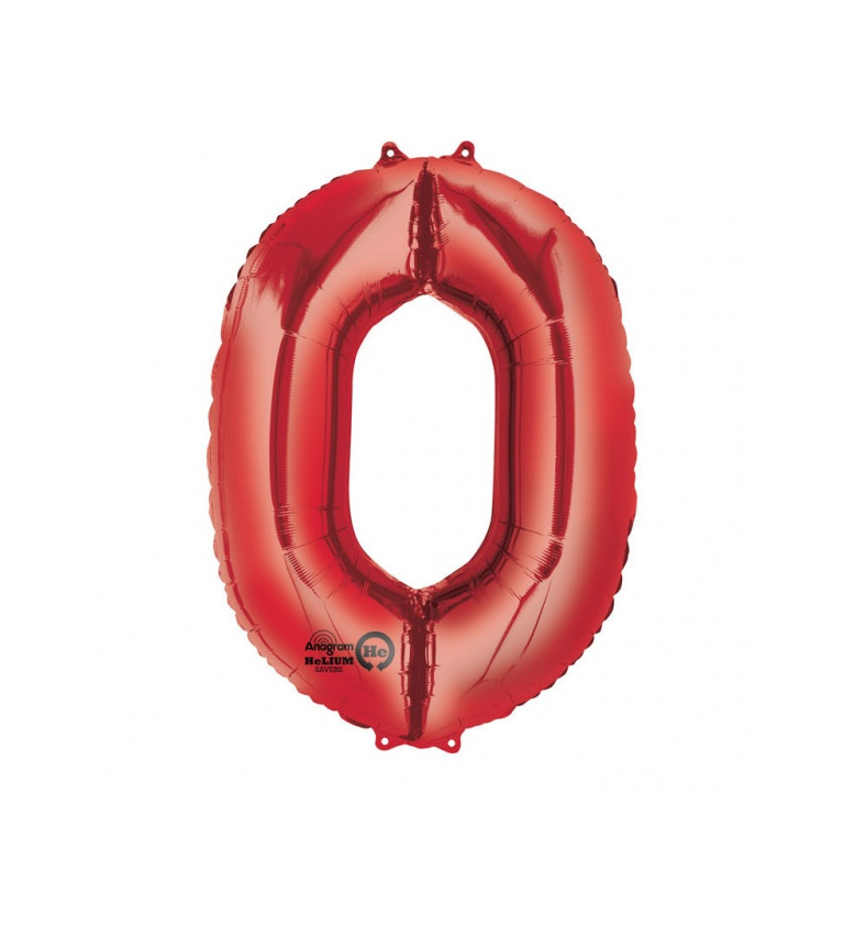Červený balónek 0 - fóliové číslo