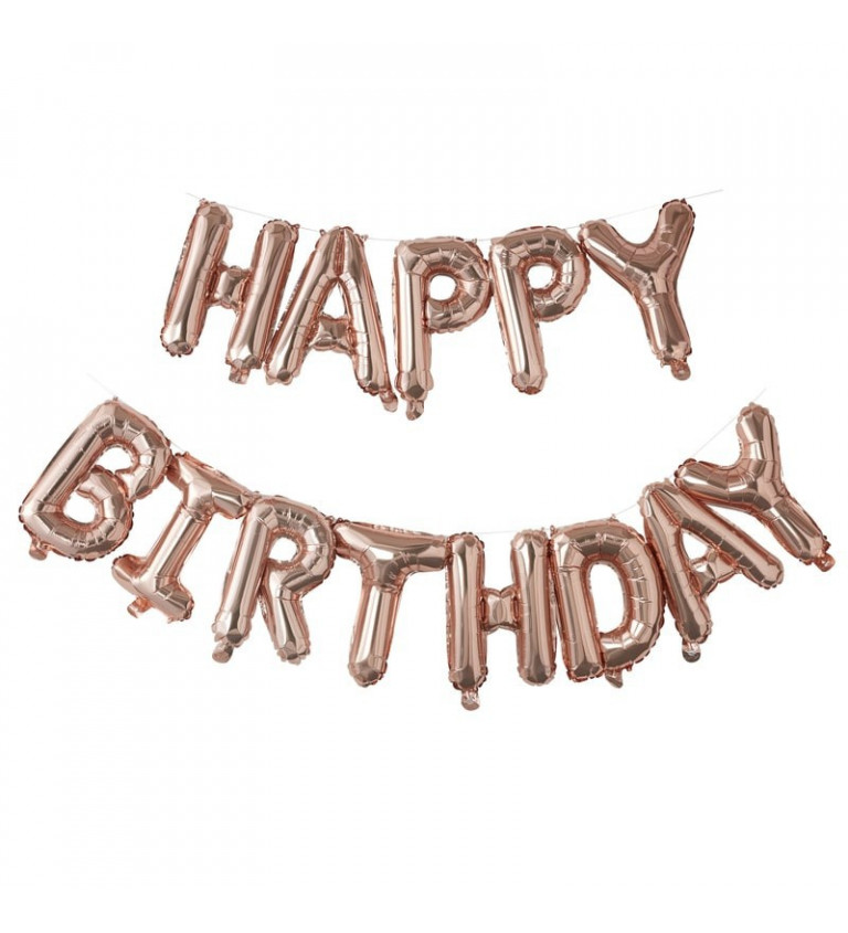 Balónky Happy Birthday - fóliový nápis