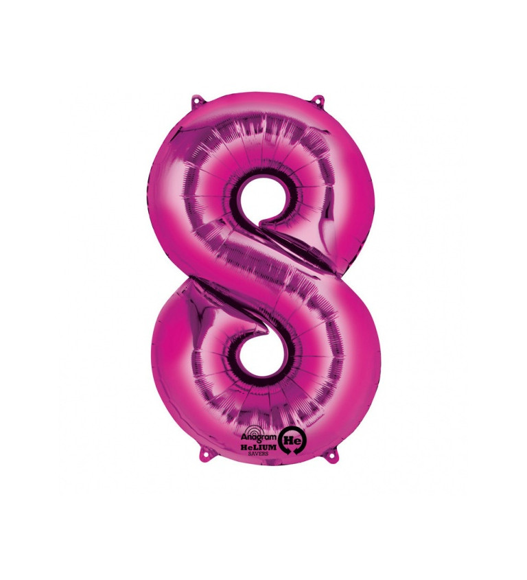 Růžový balónek 8 - fóliové číslo