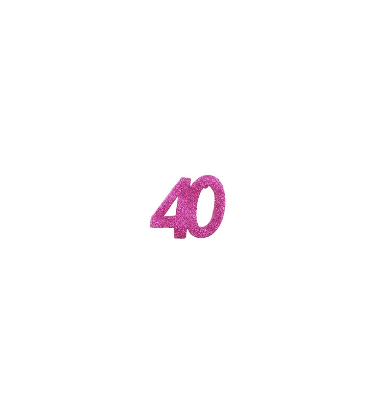 Růžové číslo 40 - konfety