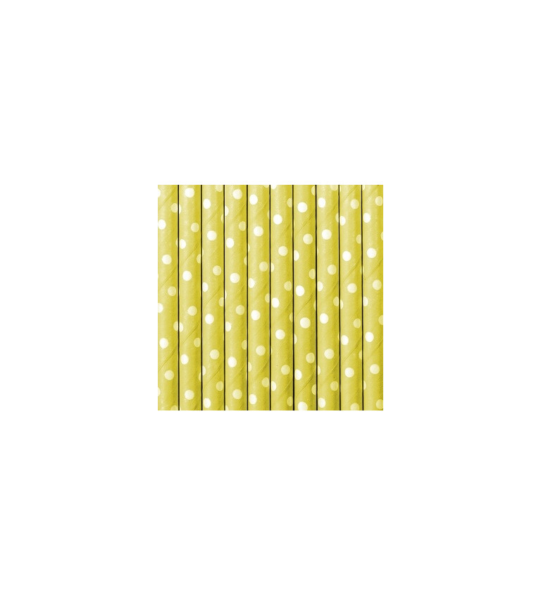 Žlutá brčka - bílé puntíky