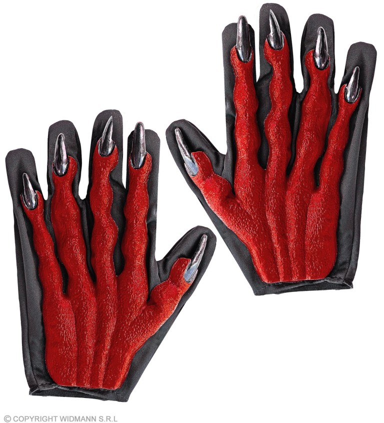 Rudé rukavice s drápy