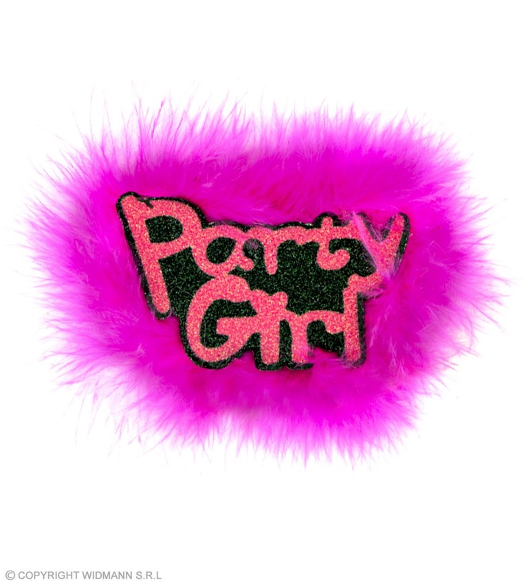 Chlupatá brož Party girl - růžová