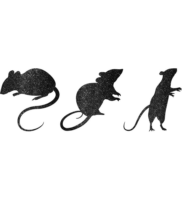 Dekorační myšky - třpytivě černé