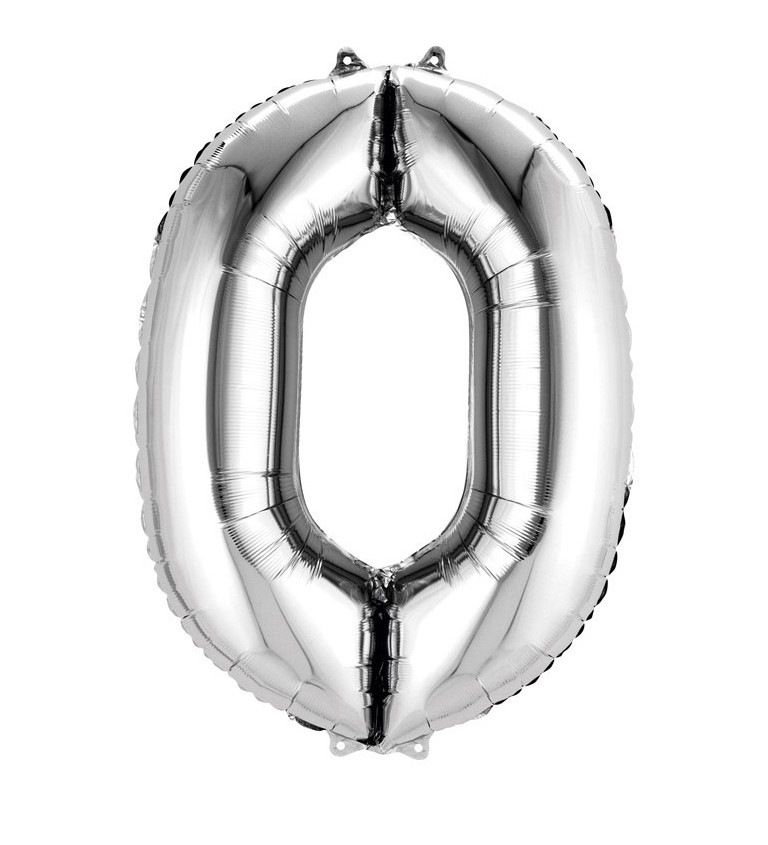 Stříbrný balónek 0 - fóliové číslo