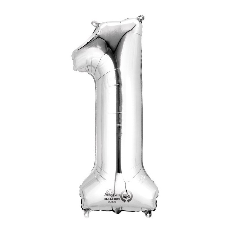 Stříbrný balónek 1 - fóliové číslo