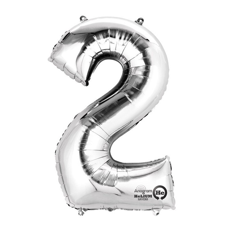 Stříbrný balónek 2 - fóliové číslo