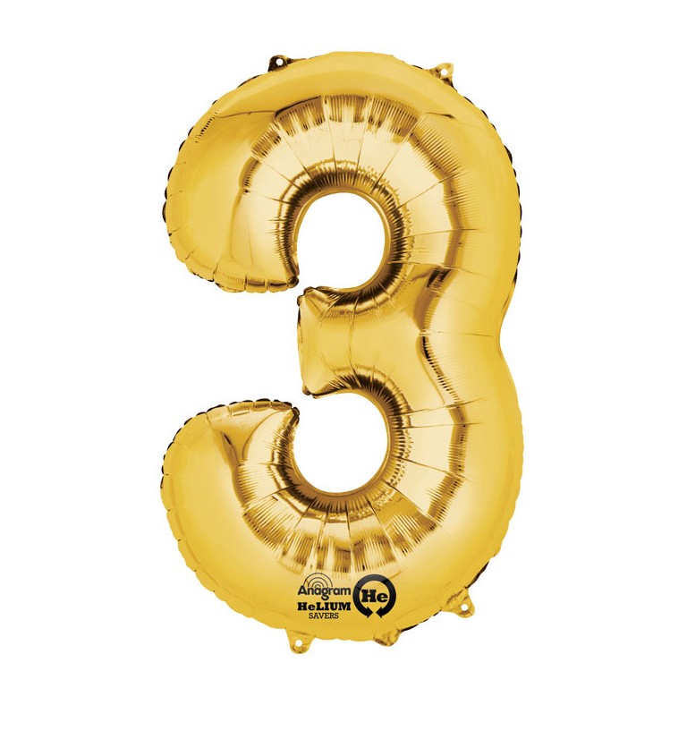 Zlatý balónek 3 - fóliové číslo
