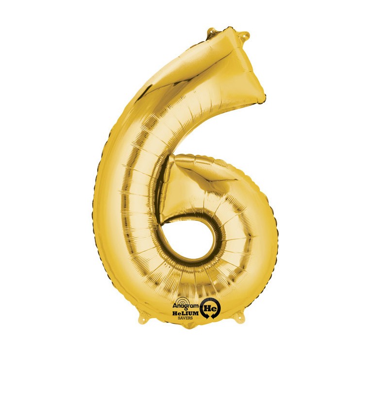 Zlatý balónek 6 - fóliové číslo
