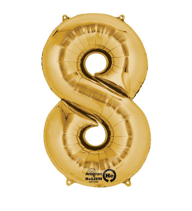 Zlatý fóliový balónek 8 - fóliové číslo