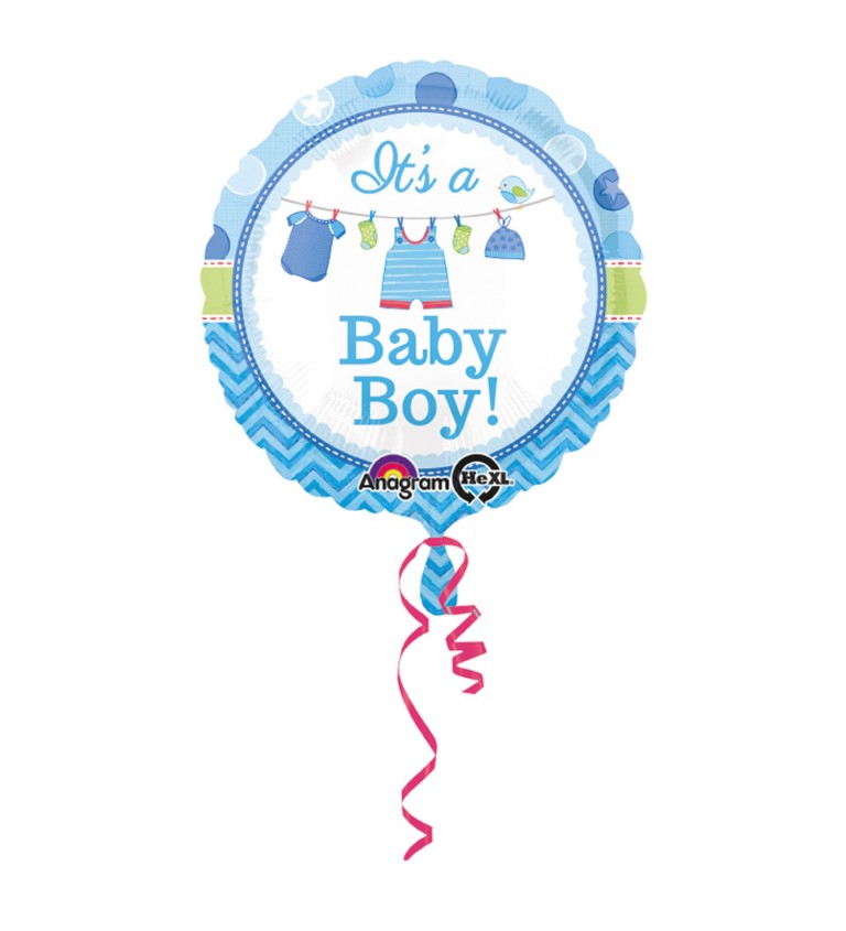 Modrý balónek Baby boy - kulatý