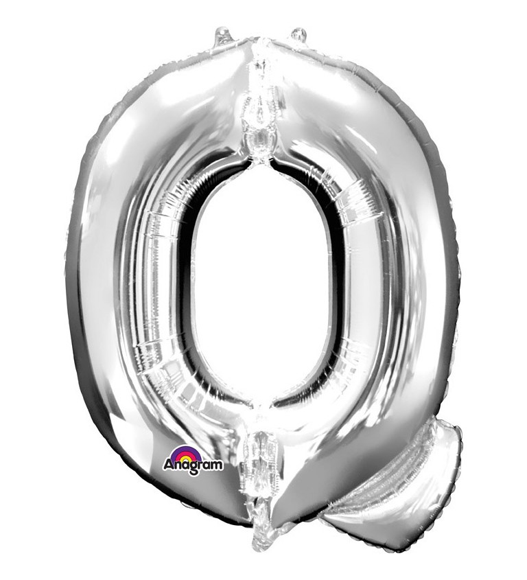 Stříbrné nafukovací písmeno Q - balónek