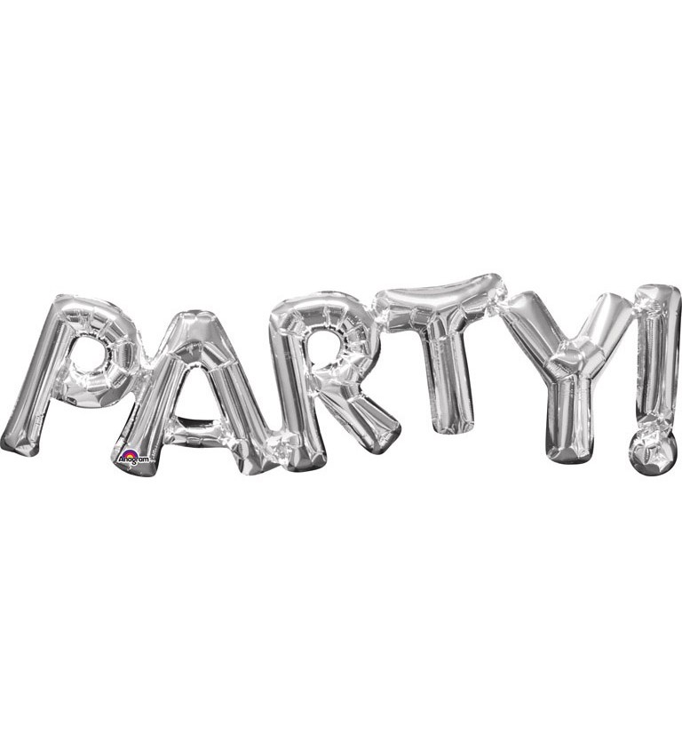 Stříbrný balónek - nápis party