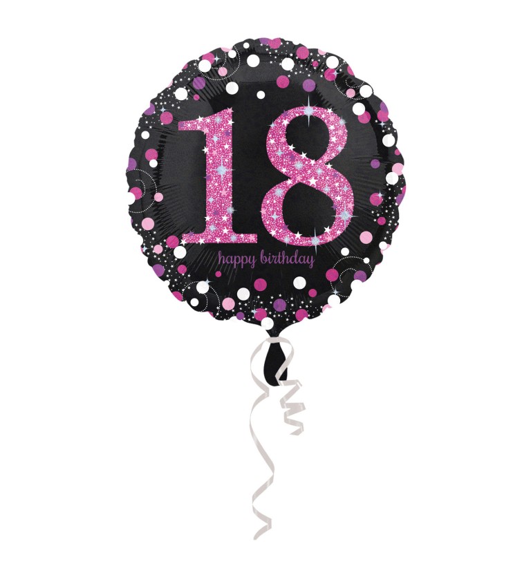 Narozeninový balónek - růžové číslo 18