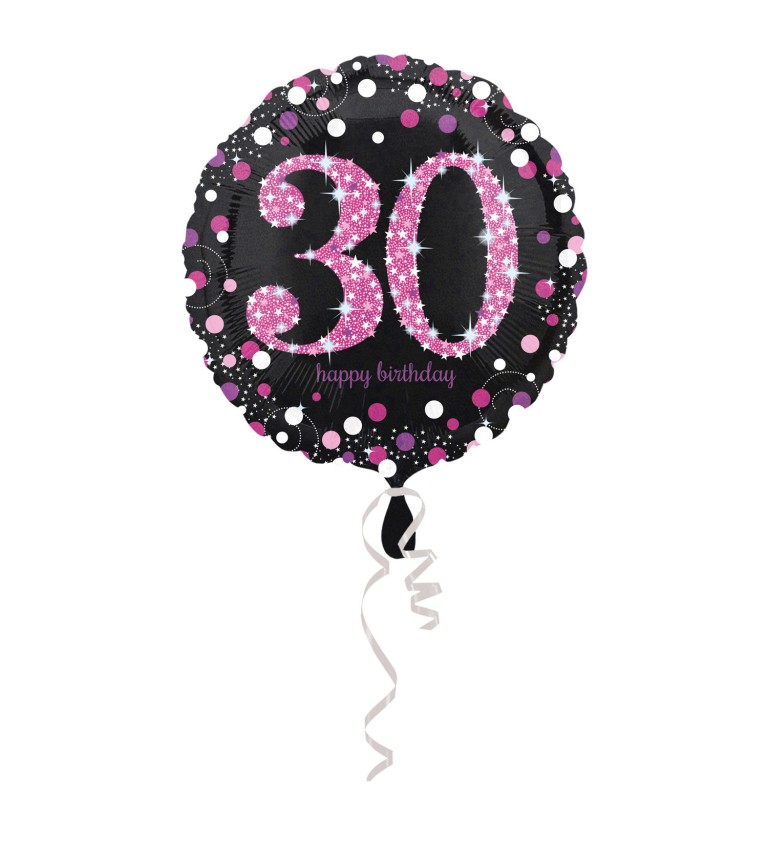 Narozeninový balónek - růžové číslo 30