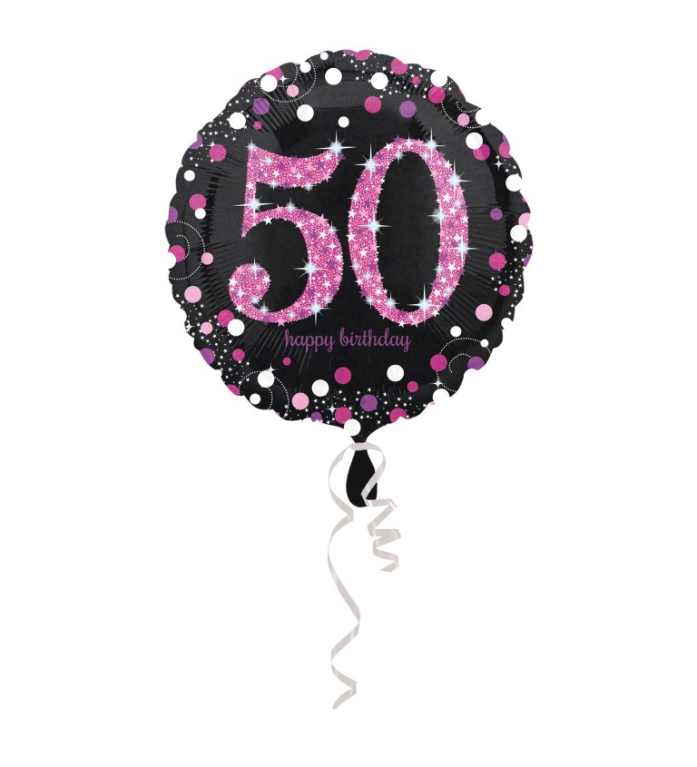 Narozeninový balónek - růžové číslo 50