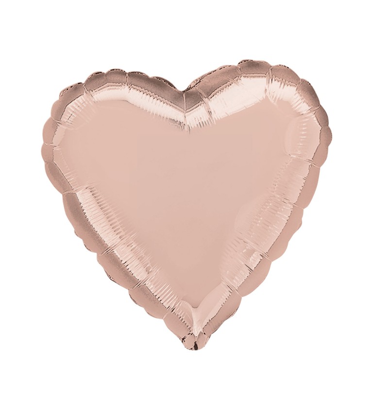 Balónek v barvě růžového zlata - fóliové srdce