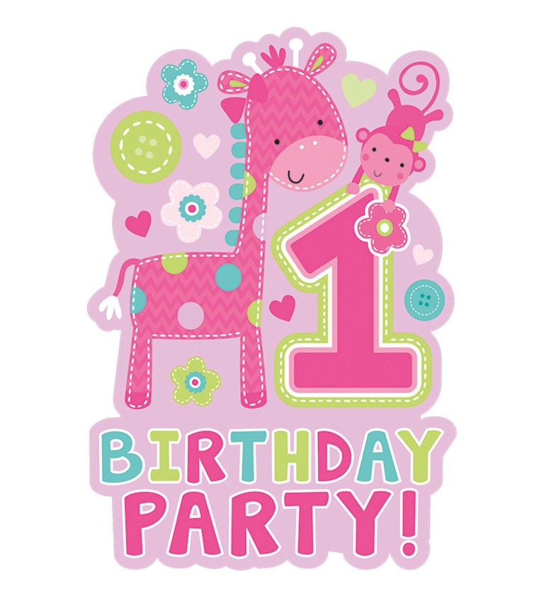 Pozvánky na 1. narozeniny - růžové