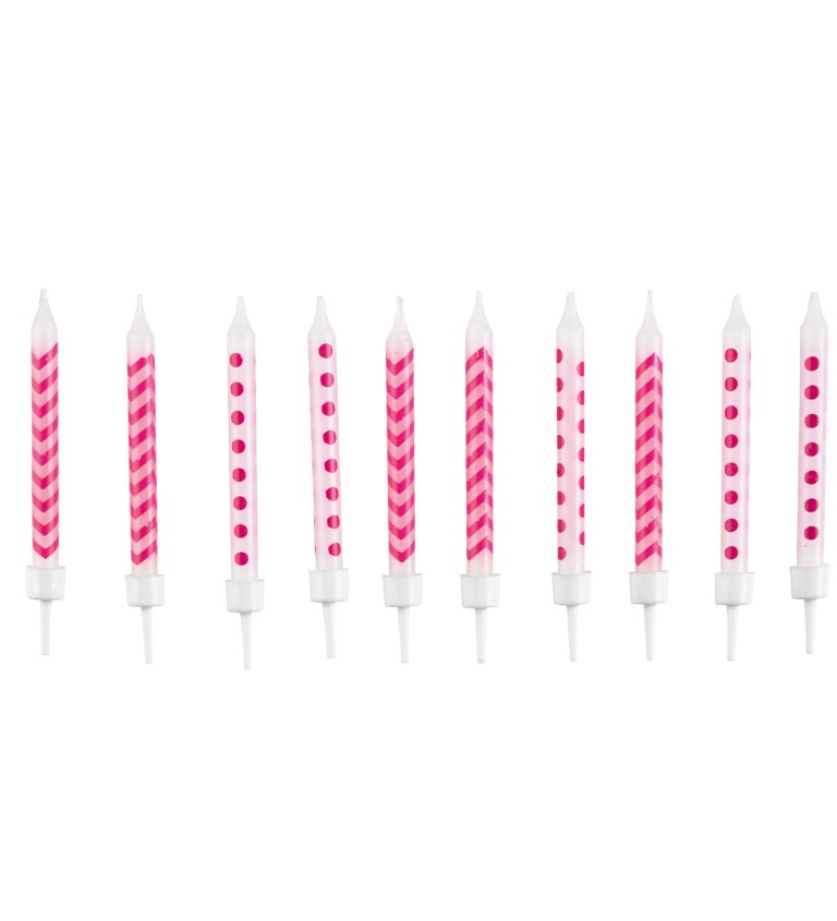 Bílo-růžové svíčky na dort