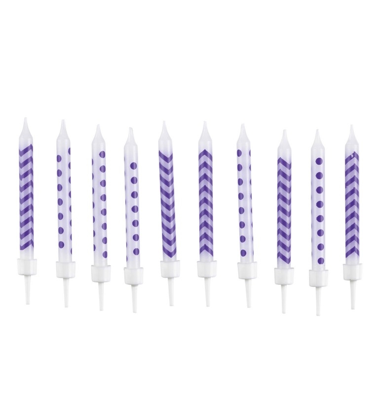 Bílo-fialové svíčky na dort