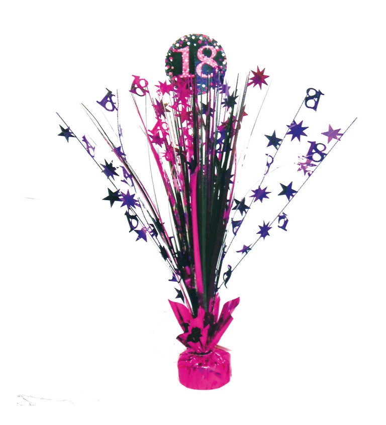 Růžová dekorace - fontána 18. narozeniny