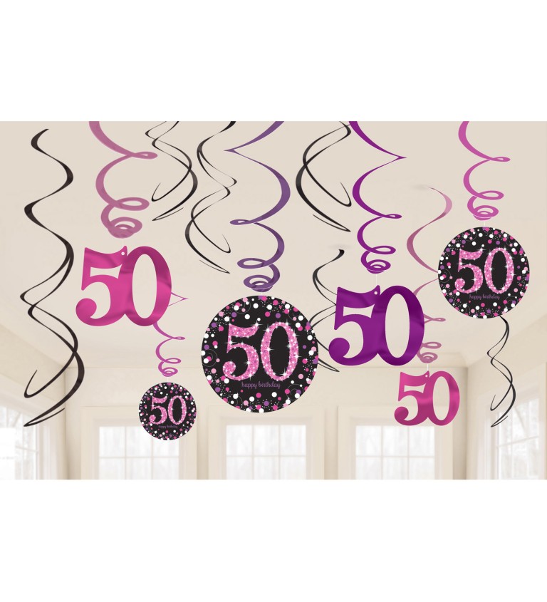 Závěsné spirálky 50. narozeniny - růžové