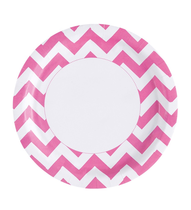 Papírové talířky s růžovým vzorem