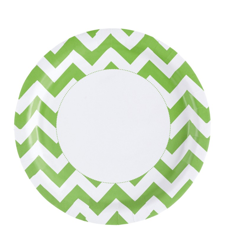 Papírové talířky se zeleným vzorem