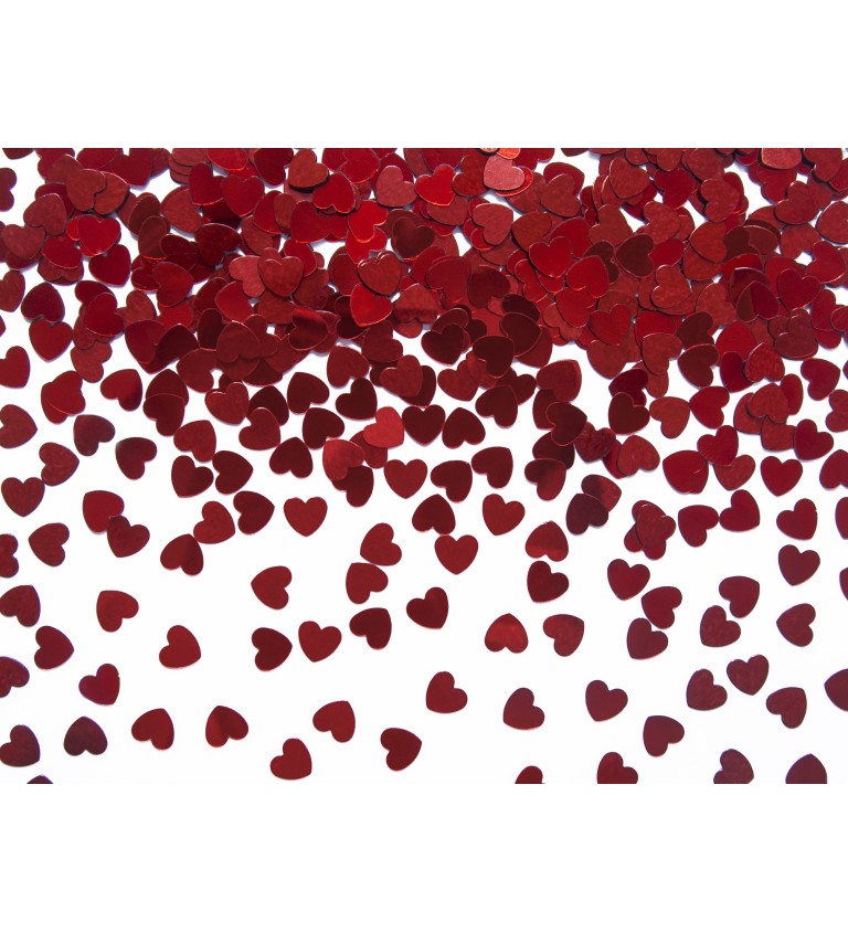 Lesklé konfety - červená srdíčka