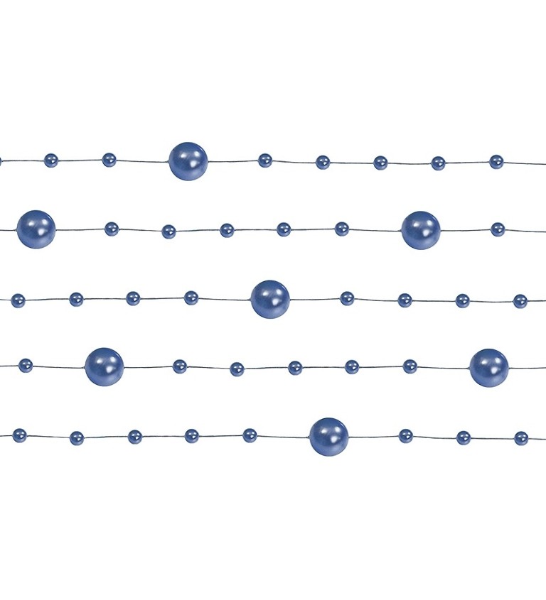 Dekorace - modrý perličkový řetěz