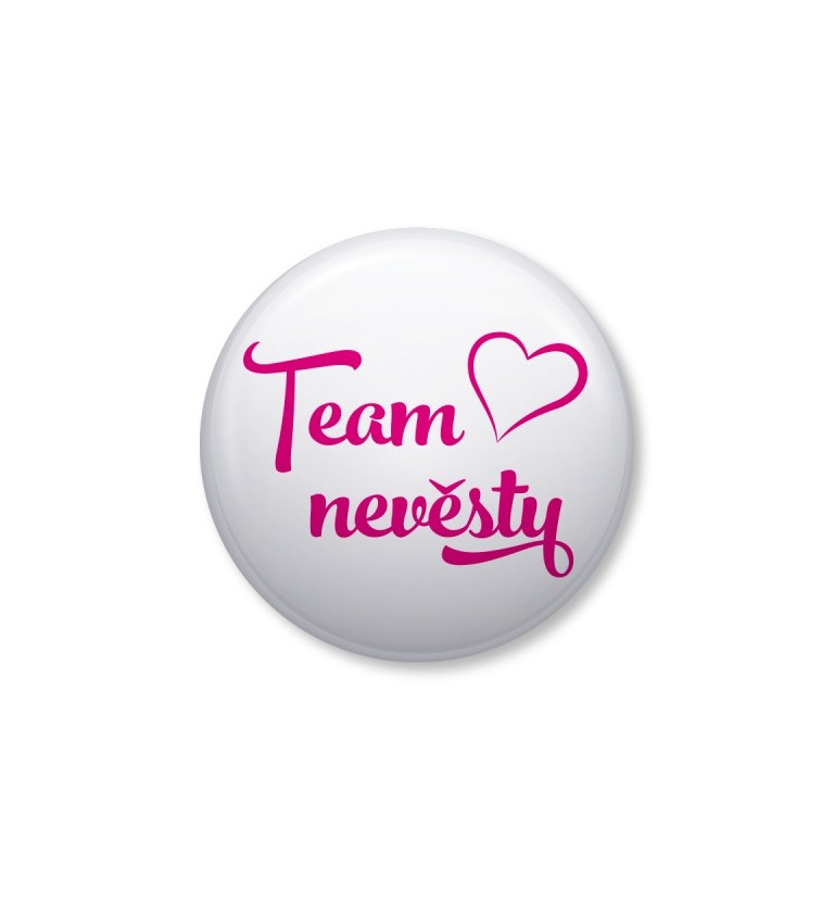 Team nevěsty bílo-růžová placka