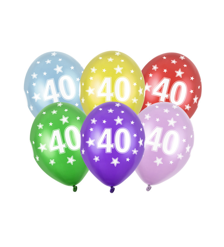 Barevný balónek číslo 40 - 6ks