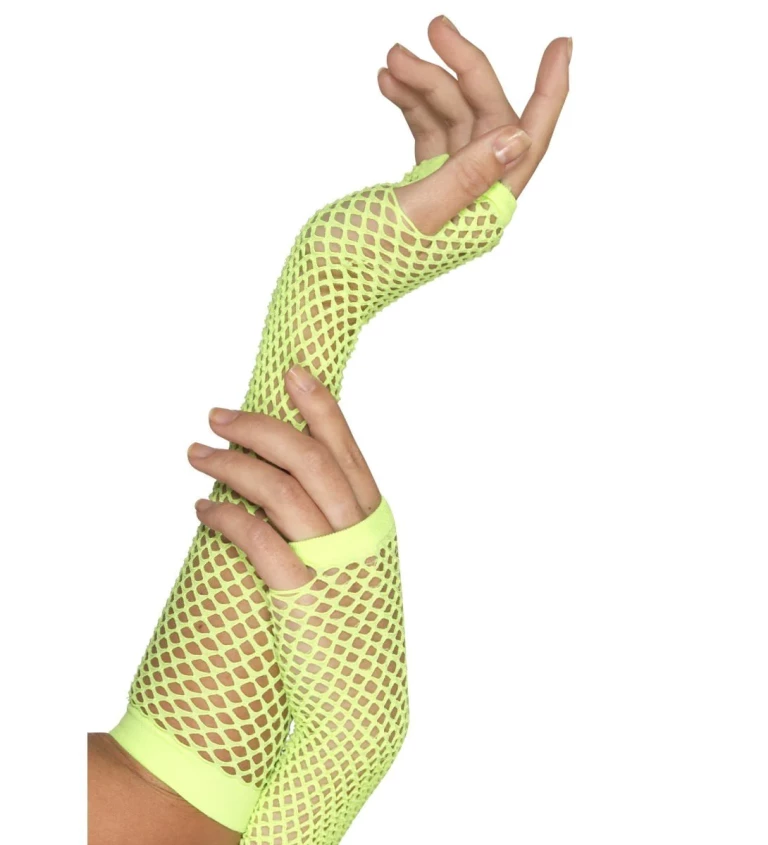 Dlouhé síťované rukavičky - zelená barva