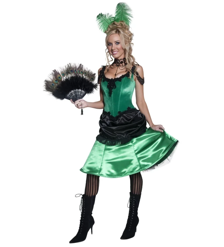Kostým Kankánové tanečnice - zelený