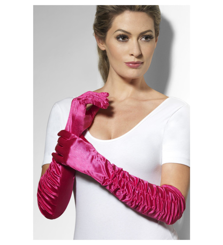 Dlouhé rukavice - růžová barva