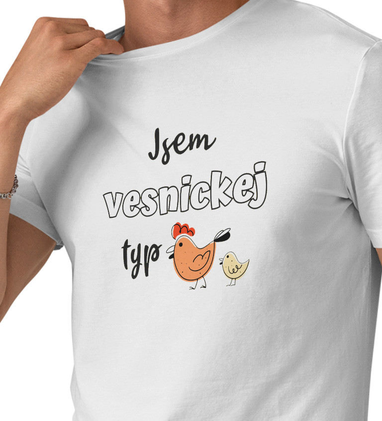 Pánské triko bílé - Jsem vesnickej typ