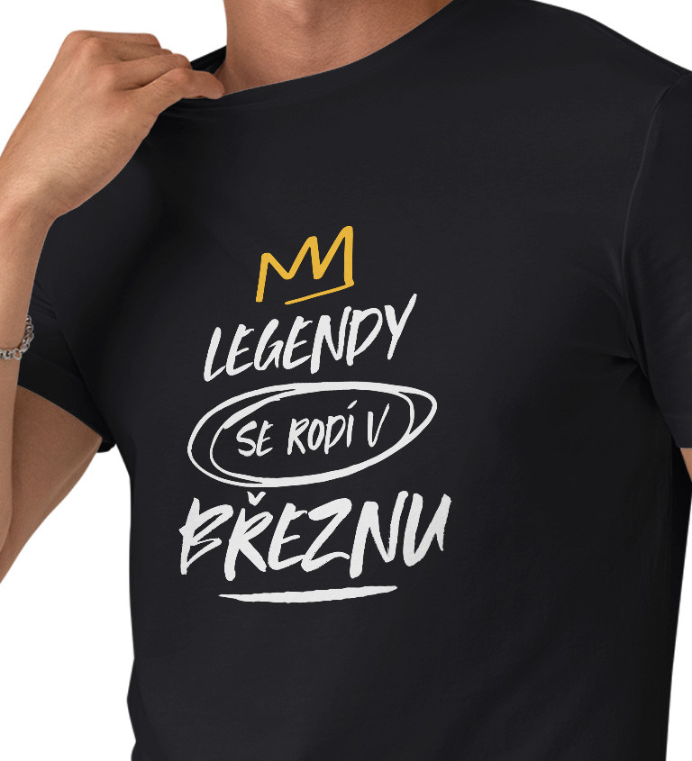 Pánské triko černé - Legendy se rodí v březnu