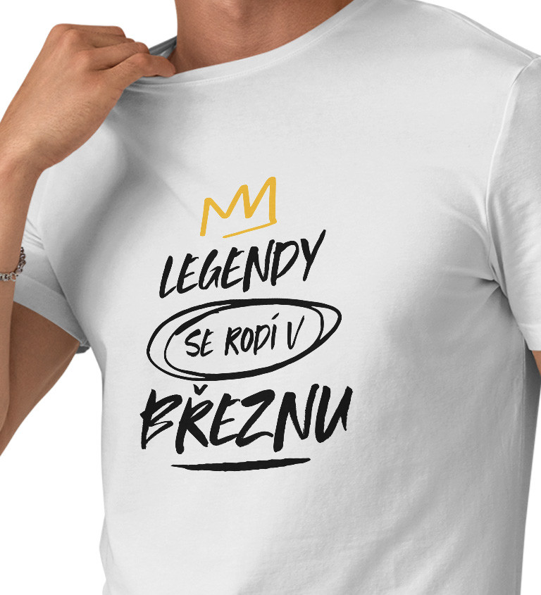 Pánské triko bílé - Legendy se rodí v březnu