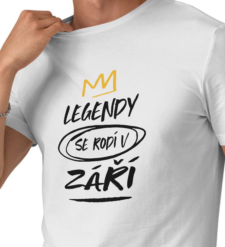 Pánské triko bílé - Legendy se rodí v září