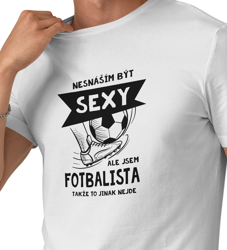 Pánské triko bílé - Sexy fotbalista