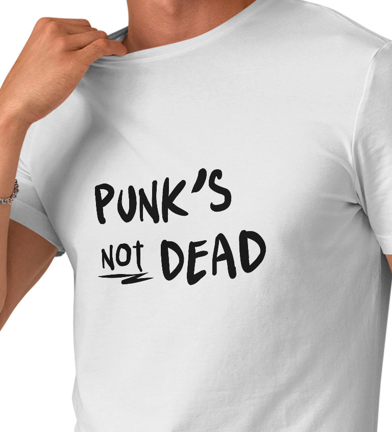 Pánské triko bílé - Punks not dead