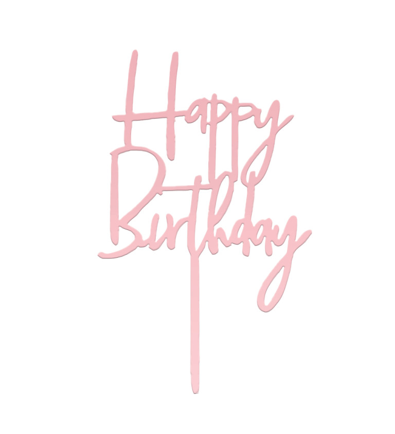 Zápich do dortu "Happy birthday" - Růžové zlato