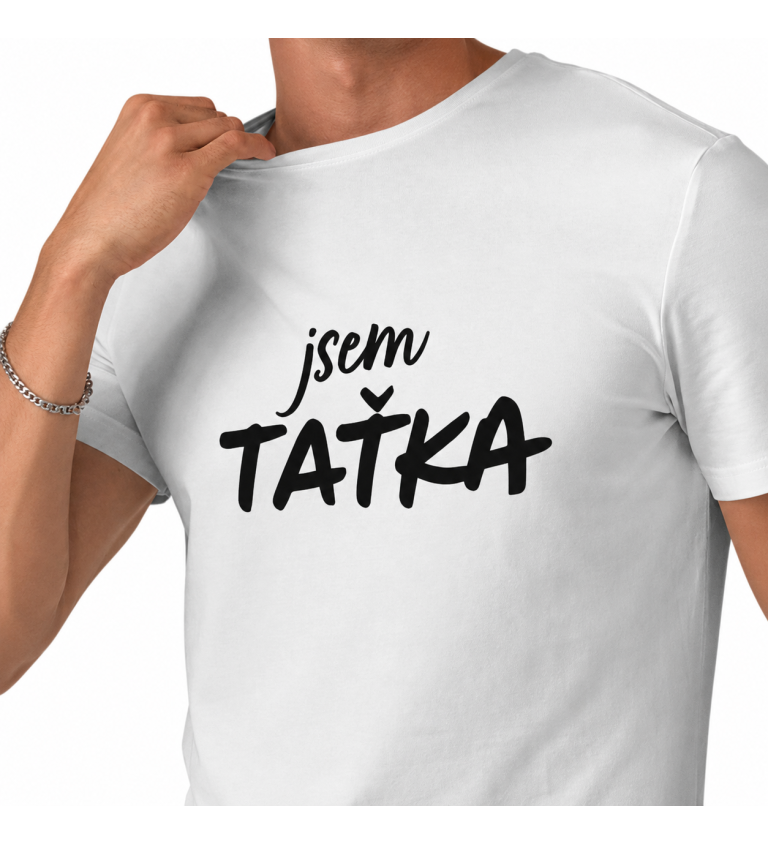 Pánské triko bílé - Jsem taťka